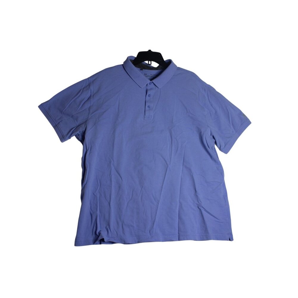 Under Armour Heatgear Loose Blue Knit Golf Polo Shirt Men's 2XL XXL